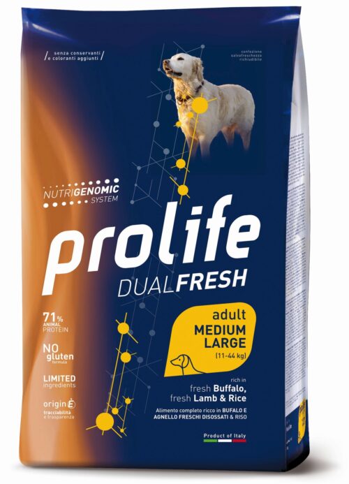 Dog Prolife Dual Fresh Adult Medium/Large Lamb, Buffalo & Rice 2,5 kg e 12 kg
