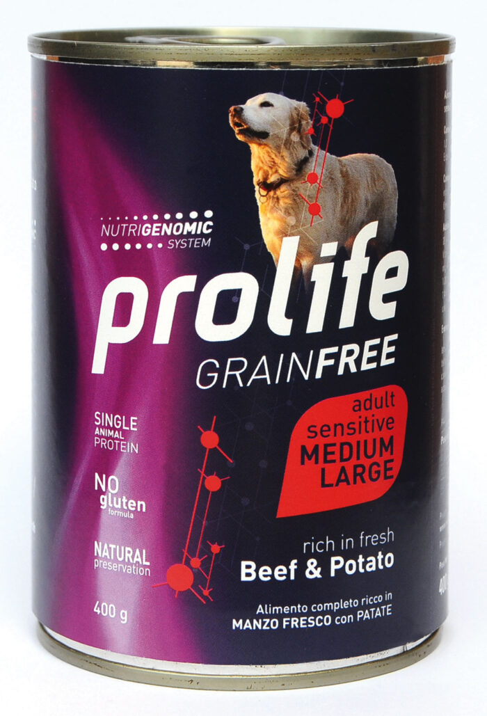 DOG PROLIFE WET GRAINFREE MEDIUM/LARGE BEEF & POTATO - 400 gr